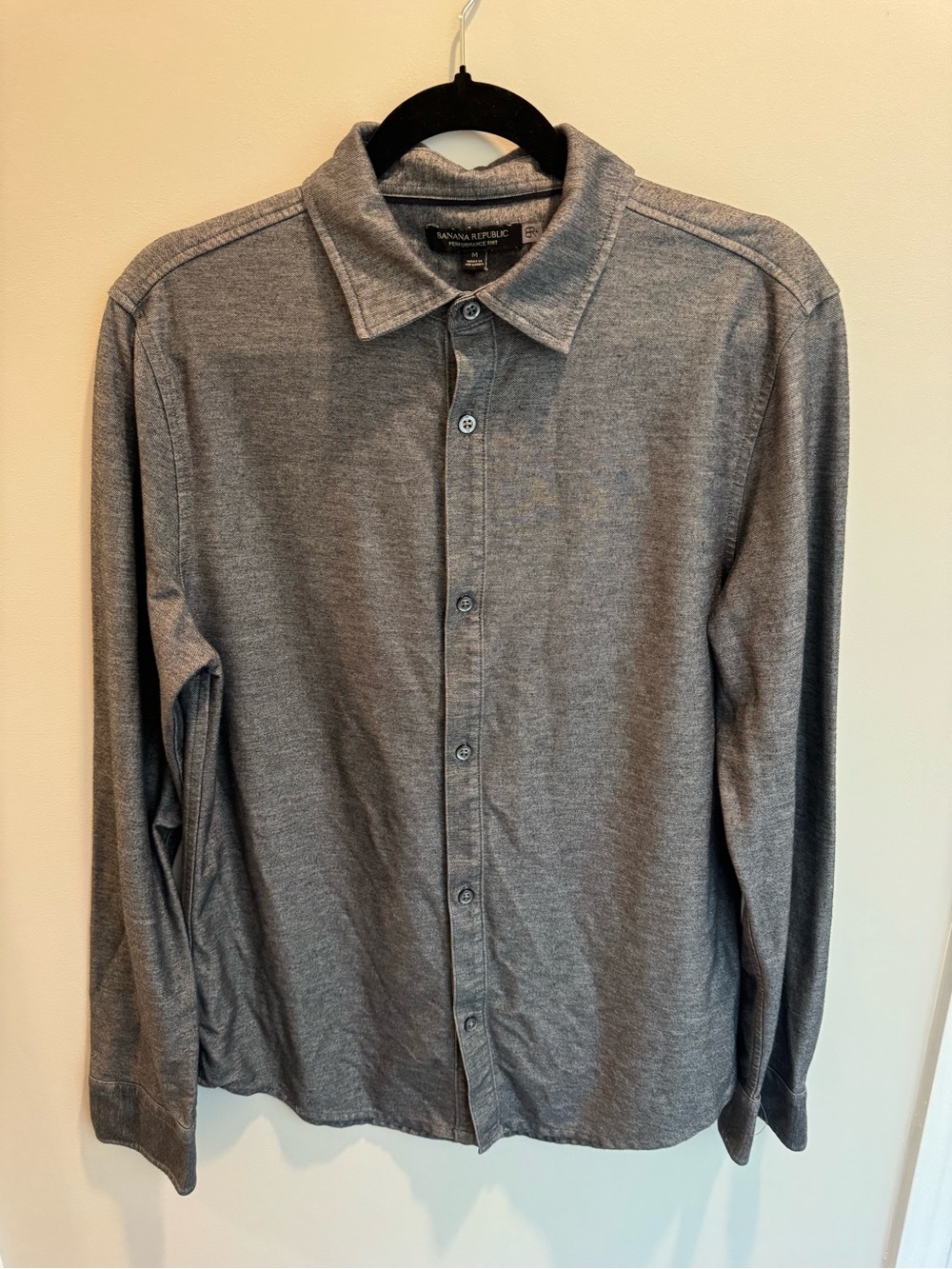 Banana Republic Performance Knit Gray Button-Down Shirt Men’s Medium